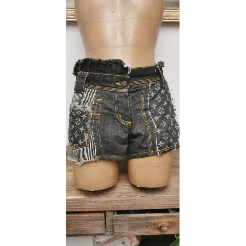 Authentic Louis Vuitton Patchwork Denim Shorts - image 3